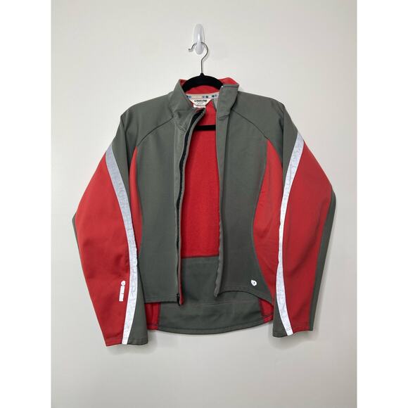 Pearl Izumi Cycling Top Long Sleeve Full Zip High Neck Color Block Red Gray M - Picture 2 of 9